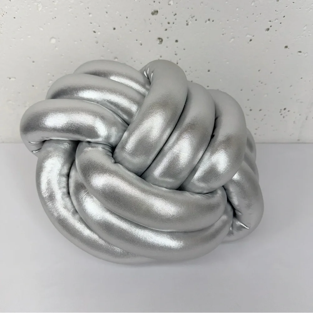 Truly Lou Silver Knot Ball Decorative Pillow 15”